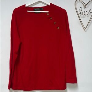 Lauren Ralph Lauren Red cashmere Sweater with Gold Buttons NWT Size 2X